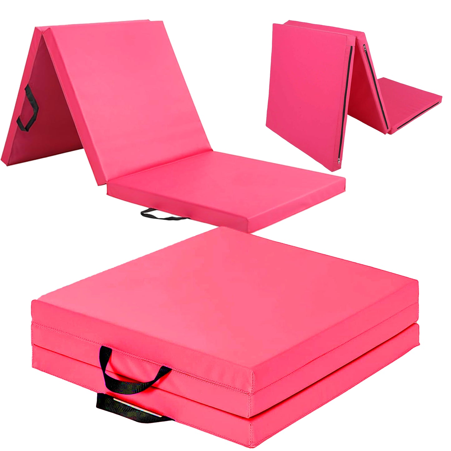 Extra Thick Tri‑Fold Yoga Mat – Non‑Slip PU Foam Gym Mat