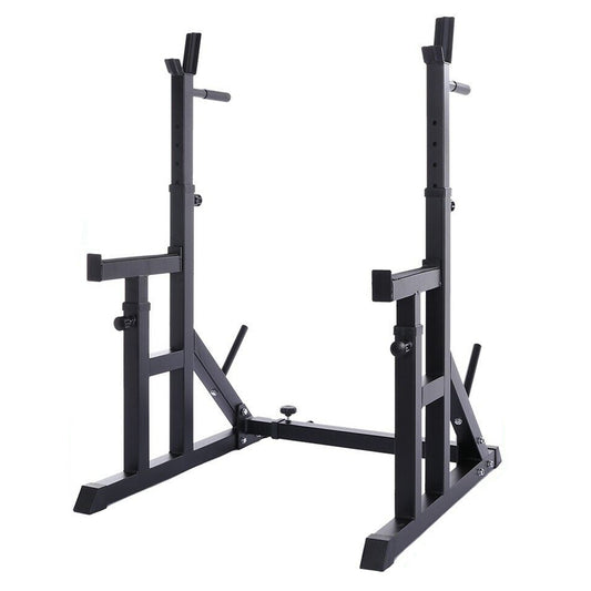 Premium Adjustable Squat & Bench Press Rack – Heavy-Duty Stand with Safety Spotters & Dip Bars – Multi-Position Power Rack for Squats & Lifting – Reinforced Steel Frame for Home Gym Training