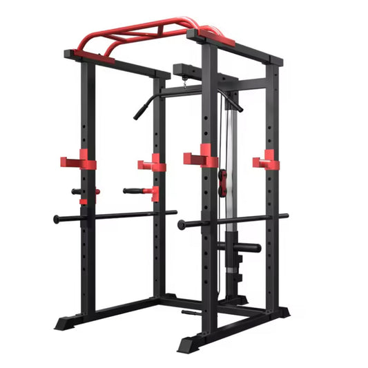 Power Multi Cage with Cable Pulley System – Heavy-Duty Adjustable Power Rack with Lat Pulldown & Multi-Grip Pull-Up Bar – Full-Body Strength Training Station for Home & Commercial Gyms
