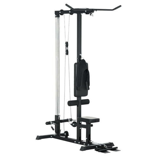 Professional LAT Pulldown Machine with Dual Pulley System – Home Gym Cable Station for Back & Upper Body – Adjustable Seat – Compact Strength Training Equipment for Full Body Workouts