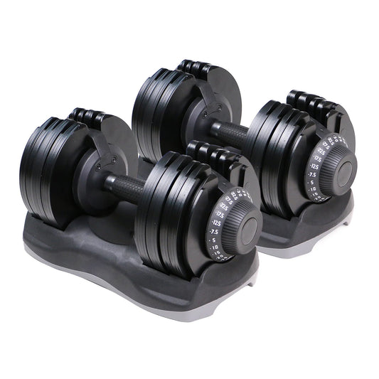 32.5kg Adjustable Dumbbell Pair – 12-in-1 Each | Quick Select Free Weights Set from 5kg to 32.5kg | Compact Dumbbells for Home Gym Strength & Full-Body Training