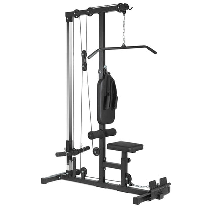 Professional LAT Pulldown Machine with Dual Pulley System – Home Gym Cable Station for Back & Upper Body – Adjustable Seat – Compact Strength Training Equipment for Full Body Workouts