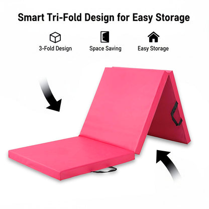 Extra Thick Tri‑Fold Yoga Mat – Non‑Slip PU Foam Gym Mat