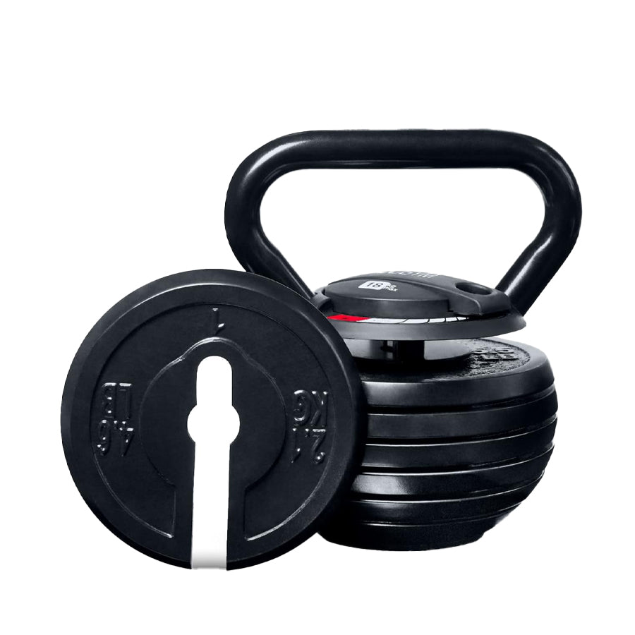 18kg Adjustable Kettlebell Weight Set – 7-in-1 Space-Saving Home Gym Equipment – Quick-Lock System for Fast Adjustments from 3.6kg to 18kg – Premium Cast Iron Build with Ergonomic Handle Grip