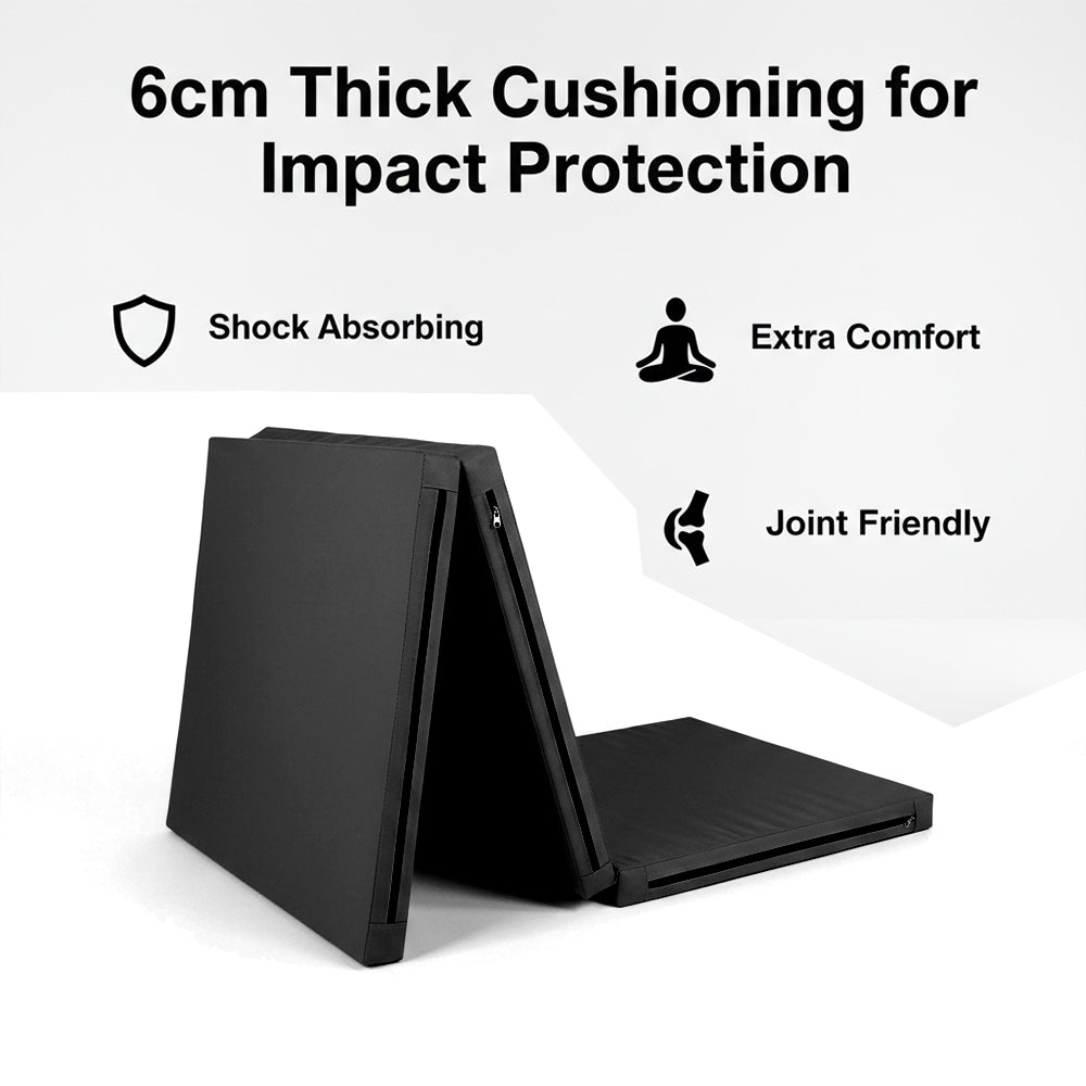 Extra Thick Tri‑Fold Yoga Mat – Non‑Slip PU Foam Gym Mat