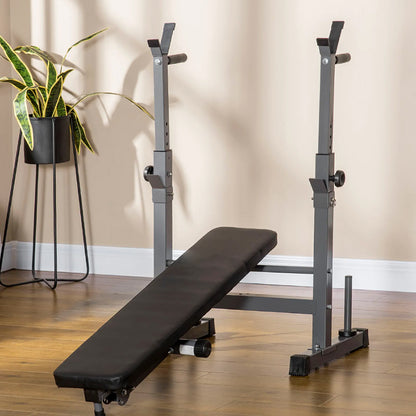 Adjustable Weight Bench with Dip Station & Barbell Rack - Heavy-Duty Multi-Functional Workout Station for Strength Training - Reinforced Steel Frame with 250kg Capacity - Foldable Design for Home Gyms