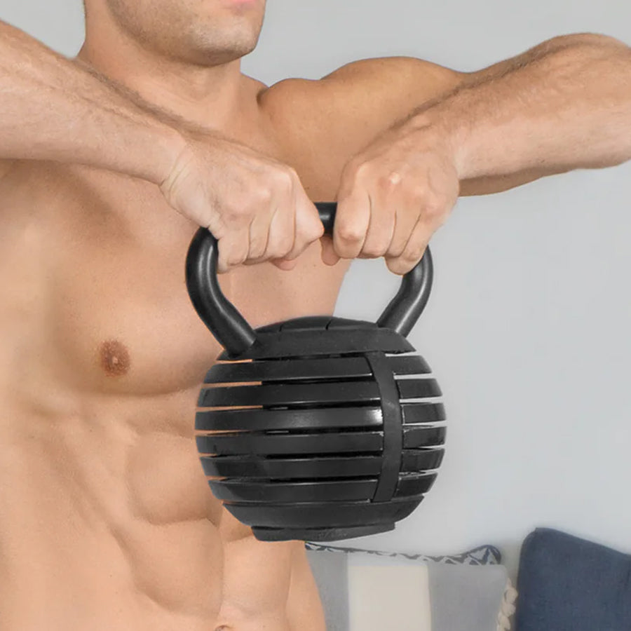 18kg Adjustable Kettlebell Weight Set – 7-in-1 Space-Saving Home Gym Equipment – Quick-Lock System for Fast Adjustments from 3.6kg to 18kg – Premium Cast Iron Build with Ergonomic Handle Grip