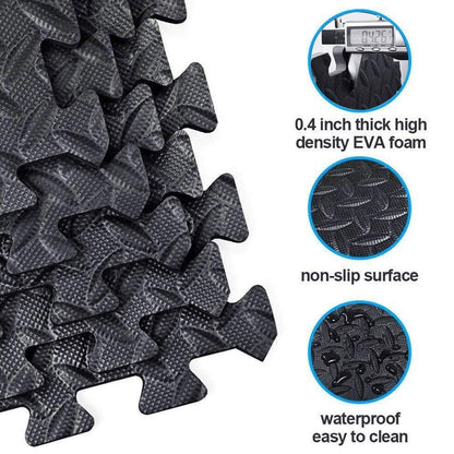 Premium Interlocking Puzzle Exercise Mats – 10mm EVA Foam Tiles for Home Gym Flooring – Non-Slip, Shock-Absorbing, Water-Resistant – Customizable Protective Workout Mats – Easy to Install