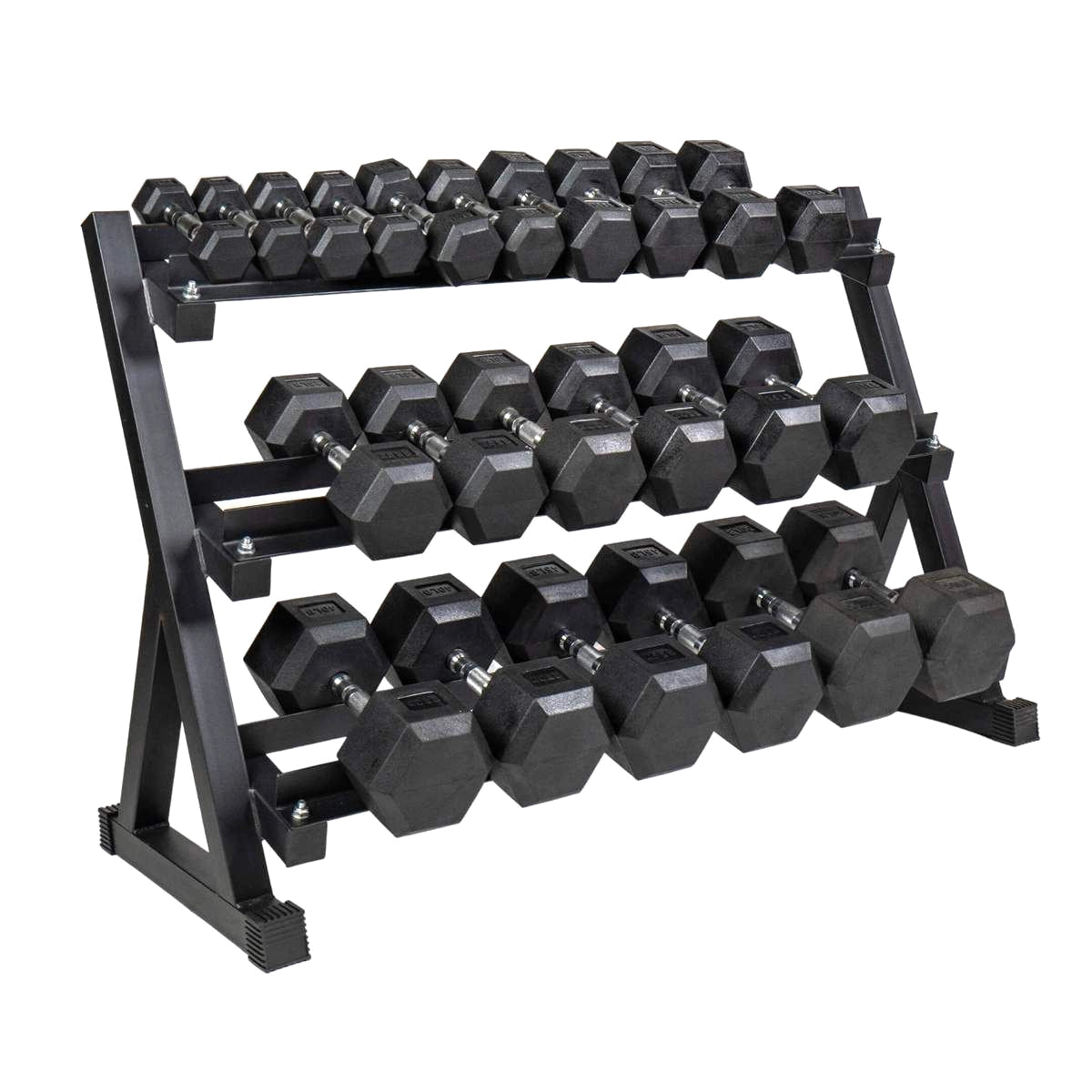 Professional Hex Dumbbells: Pairs & Complete Weight Sets - Rubber Coated Hexagonal Weights 2.5kg to 60kg with Anti-Roll Design, Metal Handles & Ergonomic Grip for Strength Training & Home Fitness