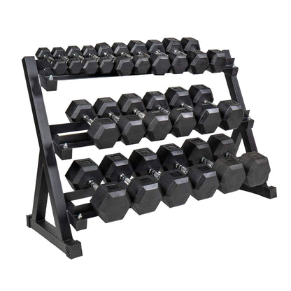 Professional Hex Dumbbells: Pairs & Complete Weight Sets - Rubber Coated Hexagonal Weights 2.5kg to 60kg with Anti-Roll Design, Metal Handles & Ergonomic Grip for Strength Training & Home Fitness