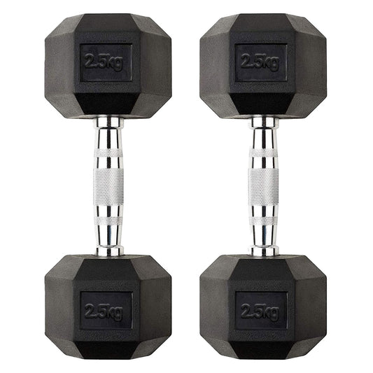2.5kg Rubber Hex Dumbbell for Home Gym & Strength Training – Durable Anti-Roll Weights for Fitness & Muscle Building