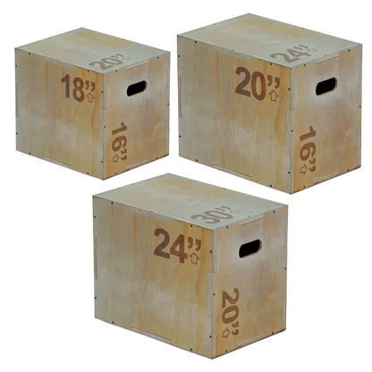 3-in-1 Wooden Plyometric Jump Box – Premium Training Platform for CrossFit, HIIT & Strength Workouts – Multiple Height Options – Heavy-Duty Construction for Home & Commercial Gyms