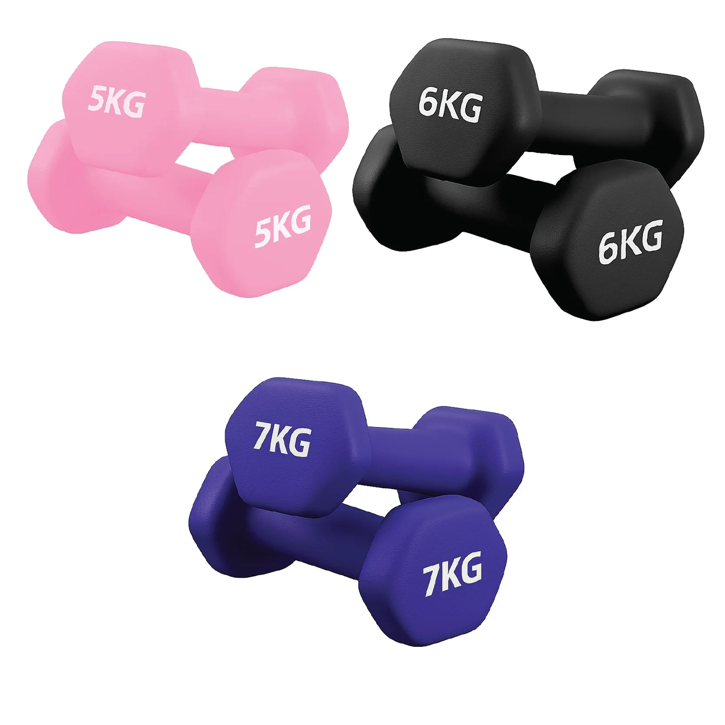 Neoprene Hex Dumbbells – Anti-Roll Non-Slip Hand Weights with Soft-Touch Grip – Available in Singles, Pairs & Sets – Premium Home Fitness Equipment