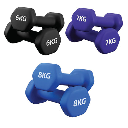 Neoprene Hex Dumbbells – Anti-Roll Non-Slip Hand Weights with Soft-Touch Grip – Available in Singles, Pairs & Sets – Premium Home Fitness Equipment