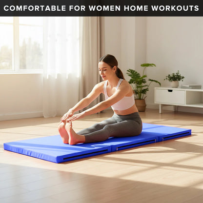 Extra Thick Tri‑Fold Yoga Mat – Non‑Slip PU Foam Gym Mat