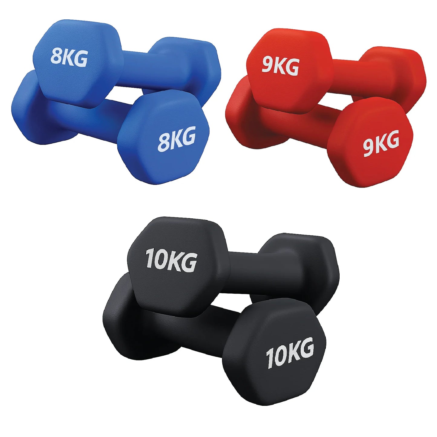 Neoprene Hex Dumbbells – Anti-Roll Non-Slip Hand Weights with Soft-Touch Grip – Available in Singles, Pairs & Sets – Premium Home Fitness Equipment