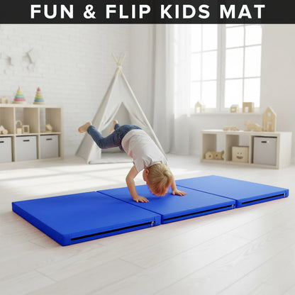 Extra Thick Tri‑Fold Yoga Mat – Non‑Slip PU Foam Gym Mat