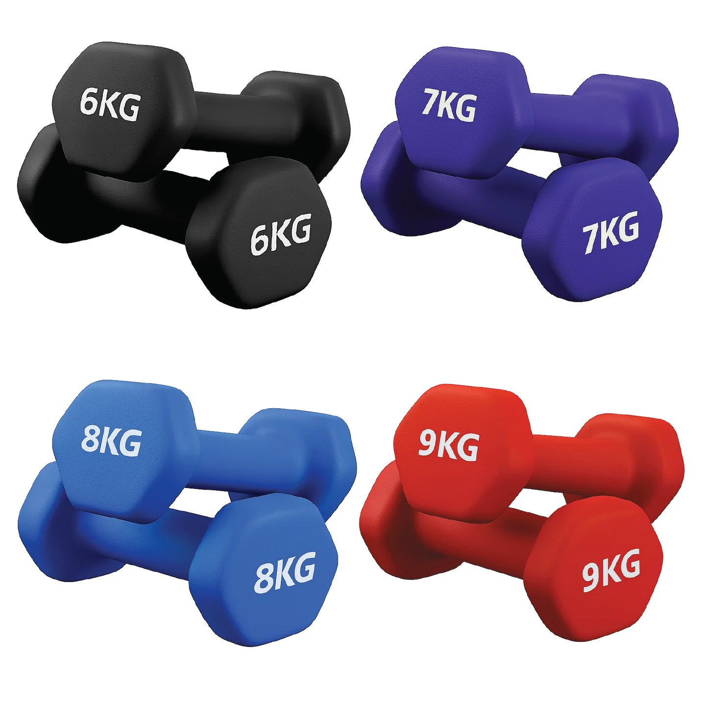 Neoprene Hex Dumbbells – Anti-Roll Non-Slip Hand Weights with Soft-Touch Grip – Available in Singles, Pairs & Sets – Premium Home Fitness Equipment