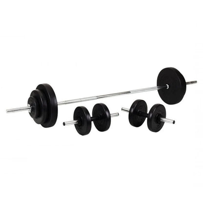 Barbell with weight plates on a white background