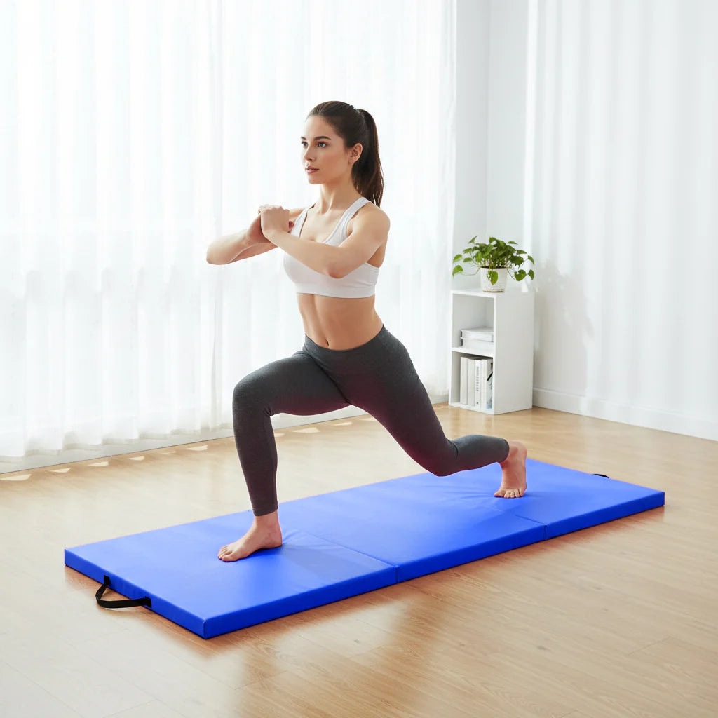 Extra Thick Tri‑Fold Yoga Mat – Non‑Slip PU Foam Gym Mat