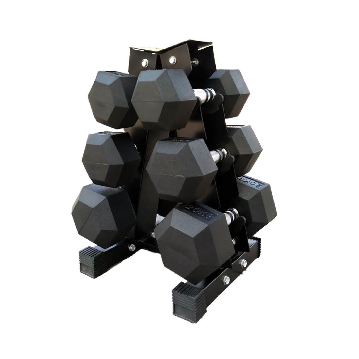 Complete Hex Dumbbell Set with 3-Tier Rack - 3 Pairs of Premium Rubber Coated Weights from 2.5kg to 15kg - Professional Ergonomic Design with Contoured Handles for Full Body Workouts at Home or Commercial Gyms
