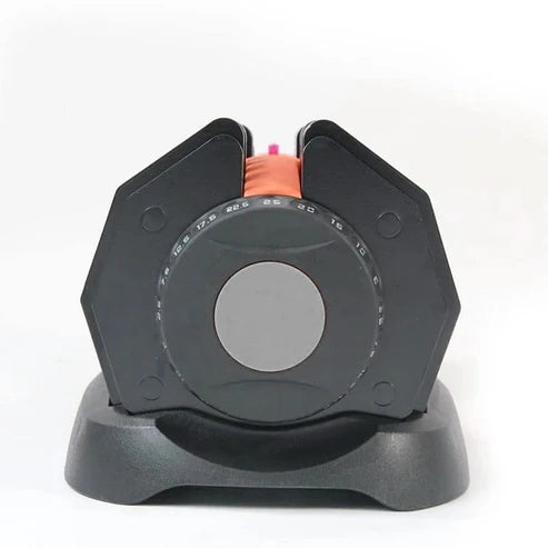 Black and gray tool with a circular component on a white background