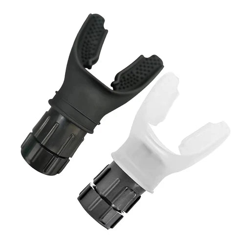 Black and white adjustable fishing reel handles on a white background