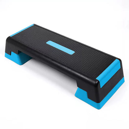Black and blue step platform on a white background
