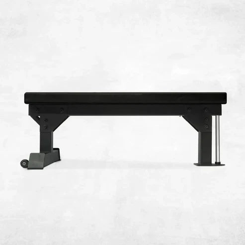 Black metal bench on a white background