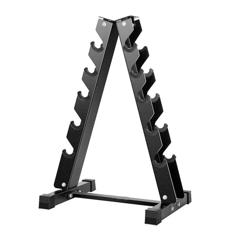 Black metal weight rack on a white background