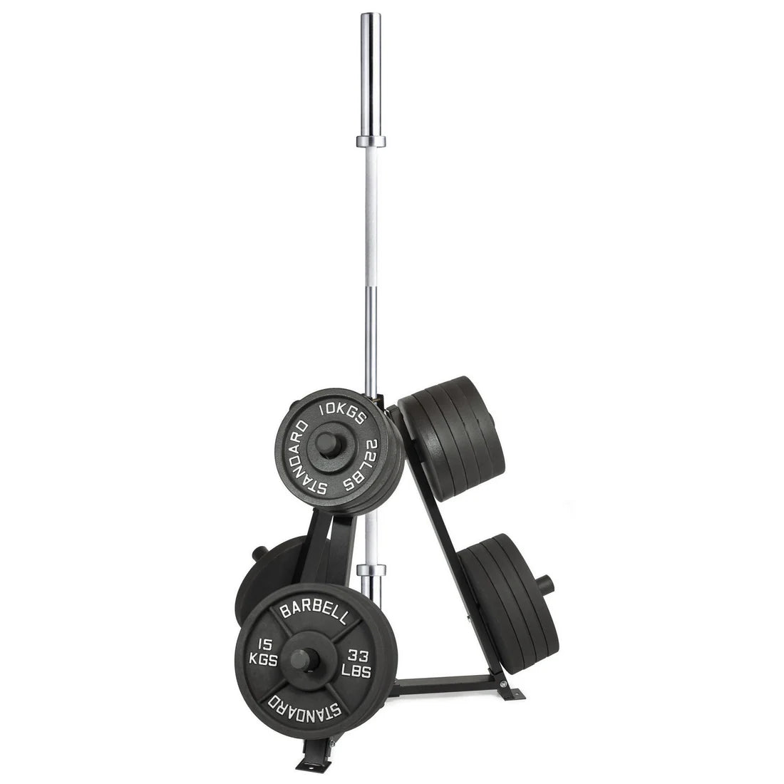 Barbell with weight plates on a white background