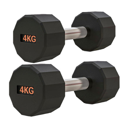 Round Hex Dumbbell – Anti-Roll, Rubber Coated, Knurled Grip, Multiple Sizes for Home & Gym