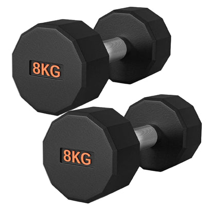 Round Hex Dumbbell – Anti-Roll, Rubber Coated, Knurled Grip, Multiple Sizes for Home & Gym