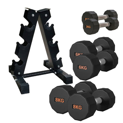 Round Hex Dumbbell – Anti-Roll, Rubber Coated, Knurled Grip, Multiple Sizes for Home & Gym