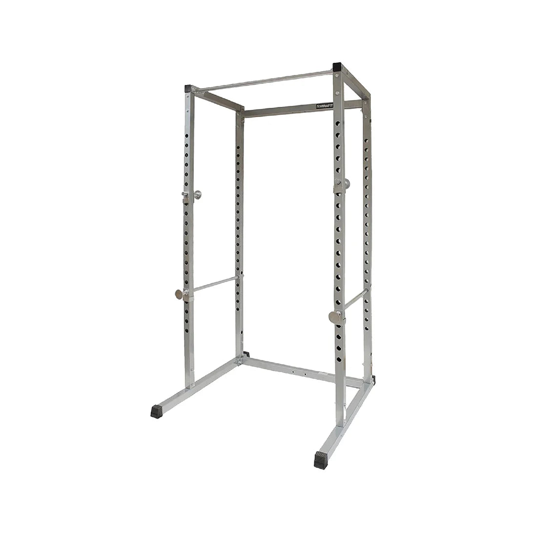 Metal power rack on a white background
