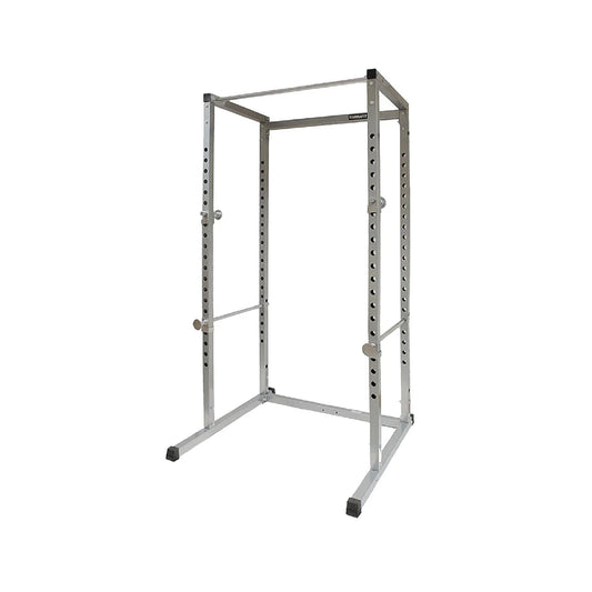 Metal power rack on a white background