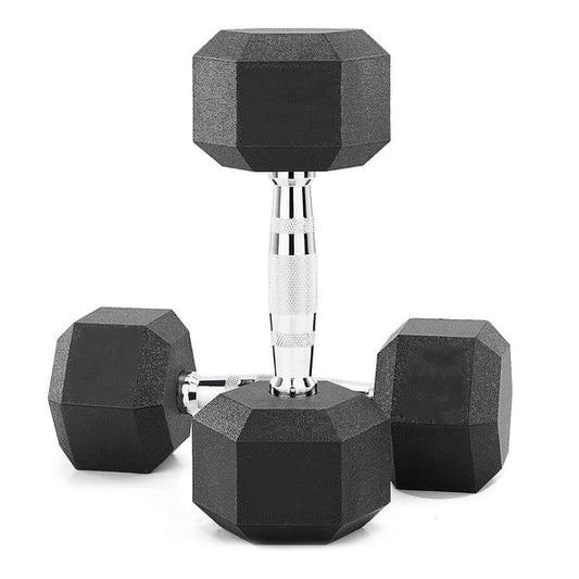 Professional Hex Dumbbells: Singles, Pairs & Complete Weight Sets - Rubber Coated Hexagonal Weights 2.5kg to 60kg with Anti-Roll Design, Metal Handles & Ergonomic Grip for Strength Training & Home Fitness