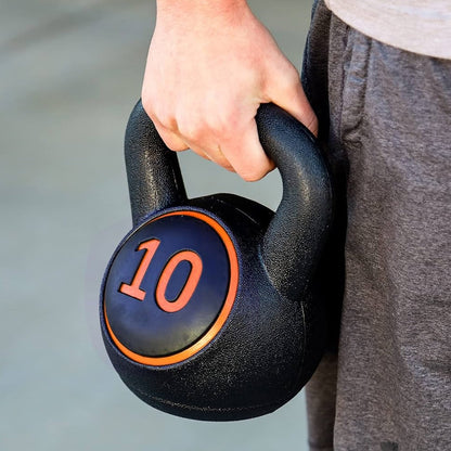 3-Piece Kettlebell Weight Set with Tray | Vinyl Coated Kettlebells for Home Fitness, Cross Training, MMA, Strength & Full-Body Workout | 3 Sizes for Progression
