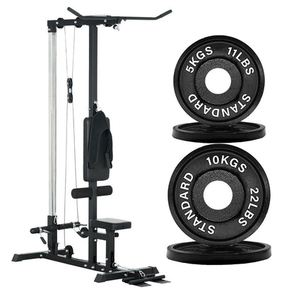 Professional LAT Pulldown Machine with Dual Pulley System – Home Gym Cable Station for Back & Upper Body – Adjustable Seat – Compact Strength Training Equipment for Full Body Workouts