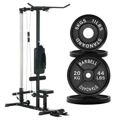 Professional LAT Pulldown Machine with Dual Pulley System – Home Gym Cable Station for Back & Upper Body – Adjustable Seat – Compact Strength Training Equipment for Full Body Workouts