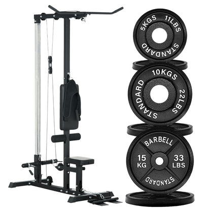 Professional LAT Pulldown Machine with Dual Pulley System – Home Gym Cable Station for Back & Upper Body – Adjustable Seat – Compact Strength Training Equipment for Full Body Workouts