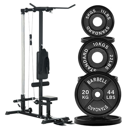 Professional LAT Pulldown Machine with Dual Pulley System – Home Gym Cable Station for Back & Upper Body – Adjustable Seat – Compact Strength Training Equipment for Full Body Workouts