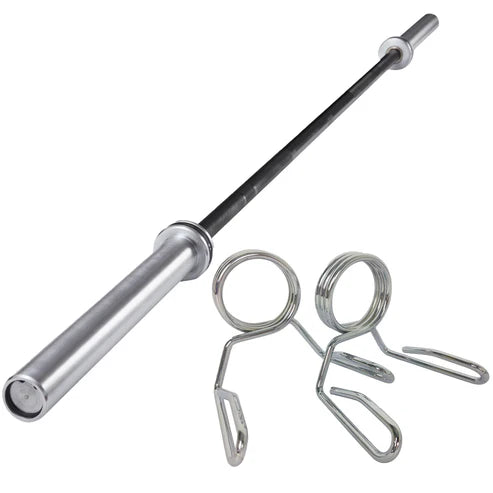 Barbell with weight attachments on a white background