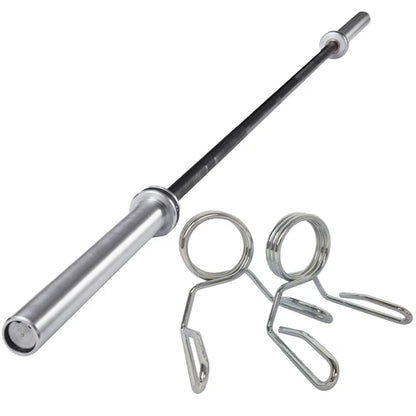 Barbell with weight attachments on a white background