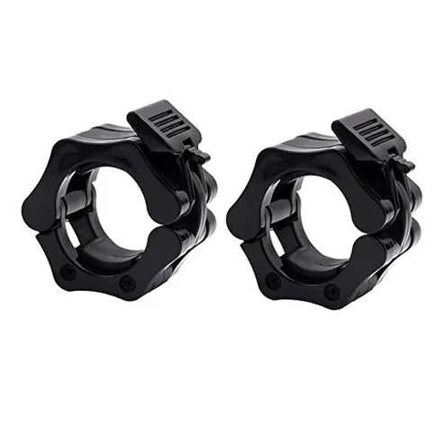 Two black metal rings with clamps on a white background