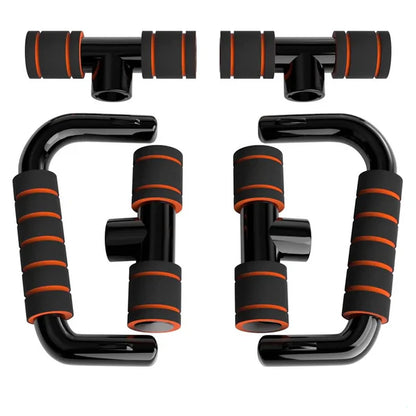 Black and orange exercise handles on a white background