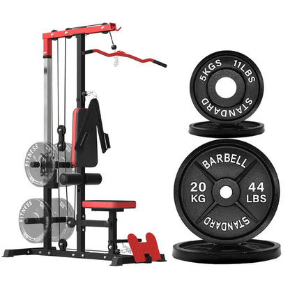 Professional LAT Pulldown Machine with Dual Pulley System – Home Gym Cable Station for Back & Upper Body – Adjustable Seat – Compact Strength Training Equipment for Full Body Workouts