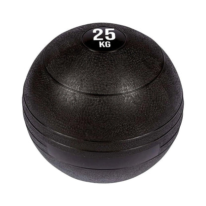 Black weighted ball with '25 KG' marking on a white background