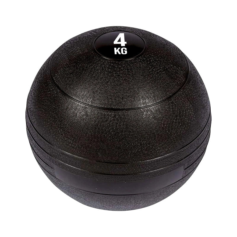 Black exercise ball with '4 KG' marking on a white background