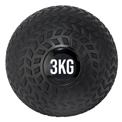 Black 3KG weight ball with textured surface on a white background